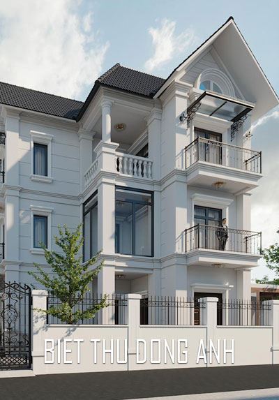 Thiết kế kiến trúc biệt thự mái thái đẹp tại Đông Anh